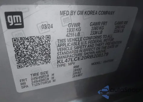 2024 Buick Envista Avenir Fwd из США, поврежденный, VIN KL47LCE20RB208179